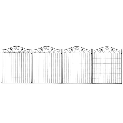 Garden Decorative Fence, 4 Panels 44in x 12ft, Steel Wire Border Edging Garden Fences at Gallery Canada