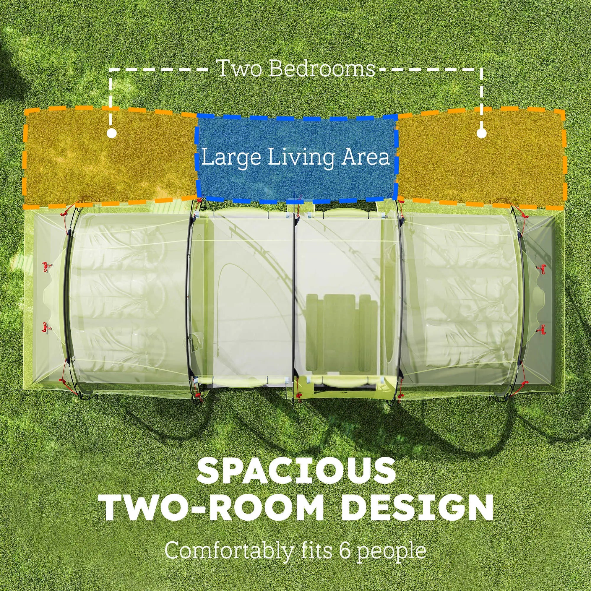 6 Person Camping Tent With Porch, 2 Bedroom Living Room, Light Green Camping Tents at Gallery Canada
