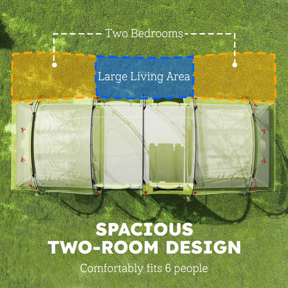 6 Person Camping Tent With Porch, 2 Bedroom Living Room, Light Green Camping Tents at Gallery Canada
