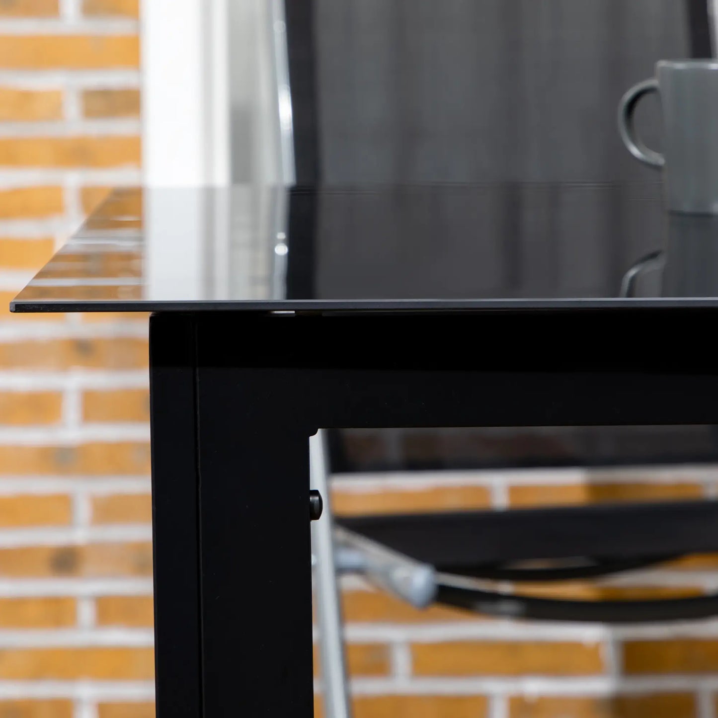 Aluminum Outdoor Dining Table, 59" x 35", Tempered Glass Top, Black Patio Dinning Tables at Gallery Canada