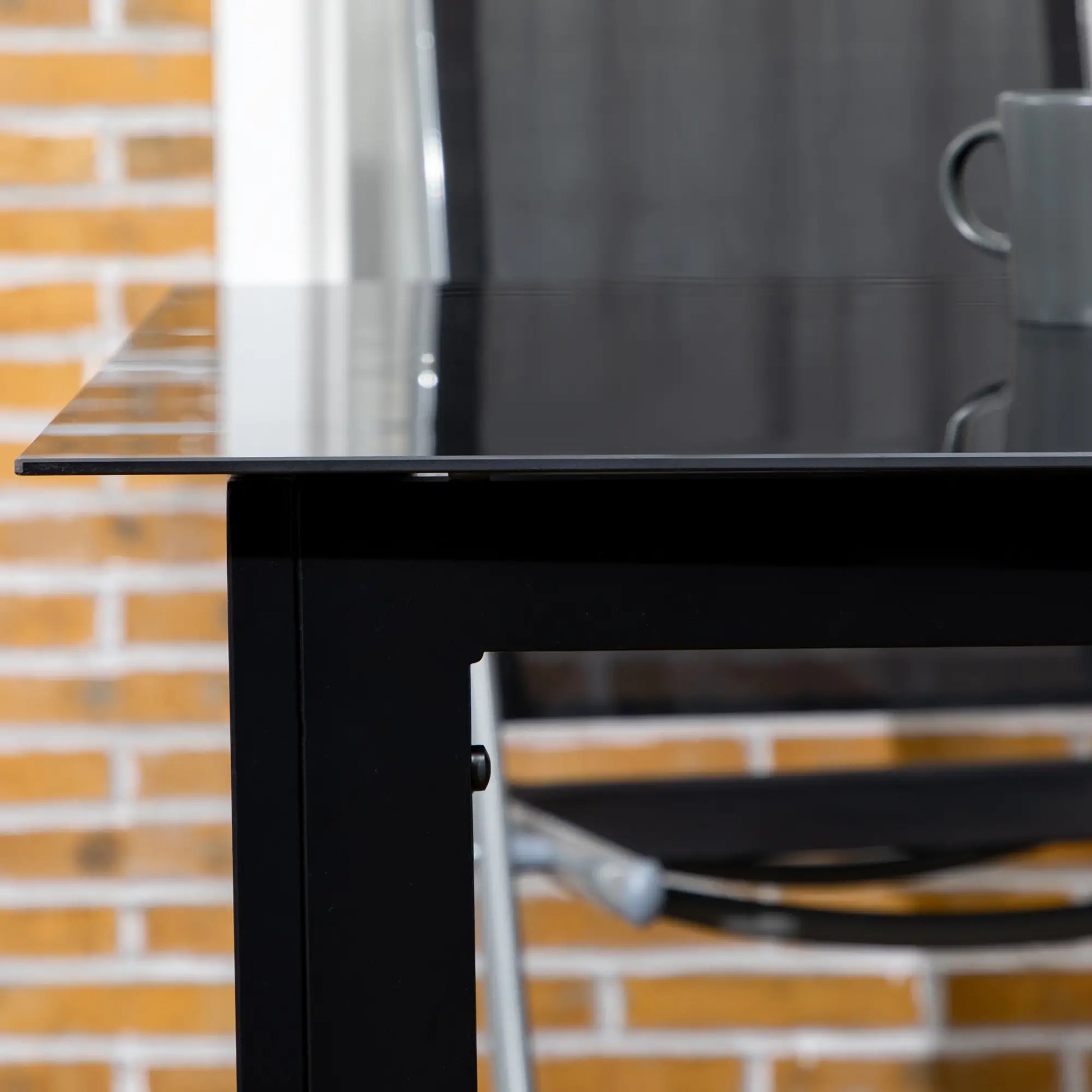 Aluminum Outdoor Dining Table, 59" x 35", Tempered Glass Top, Black Patio Dinning Tables at Gallery Canada