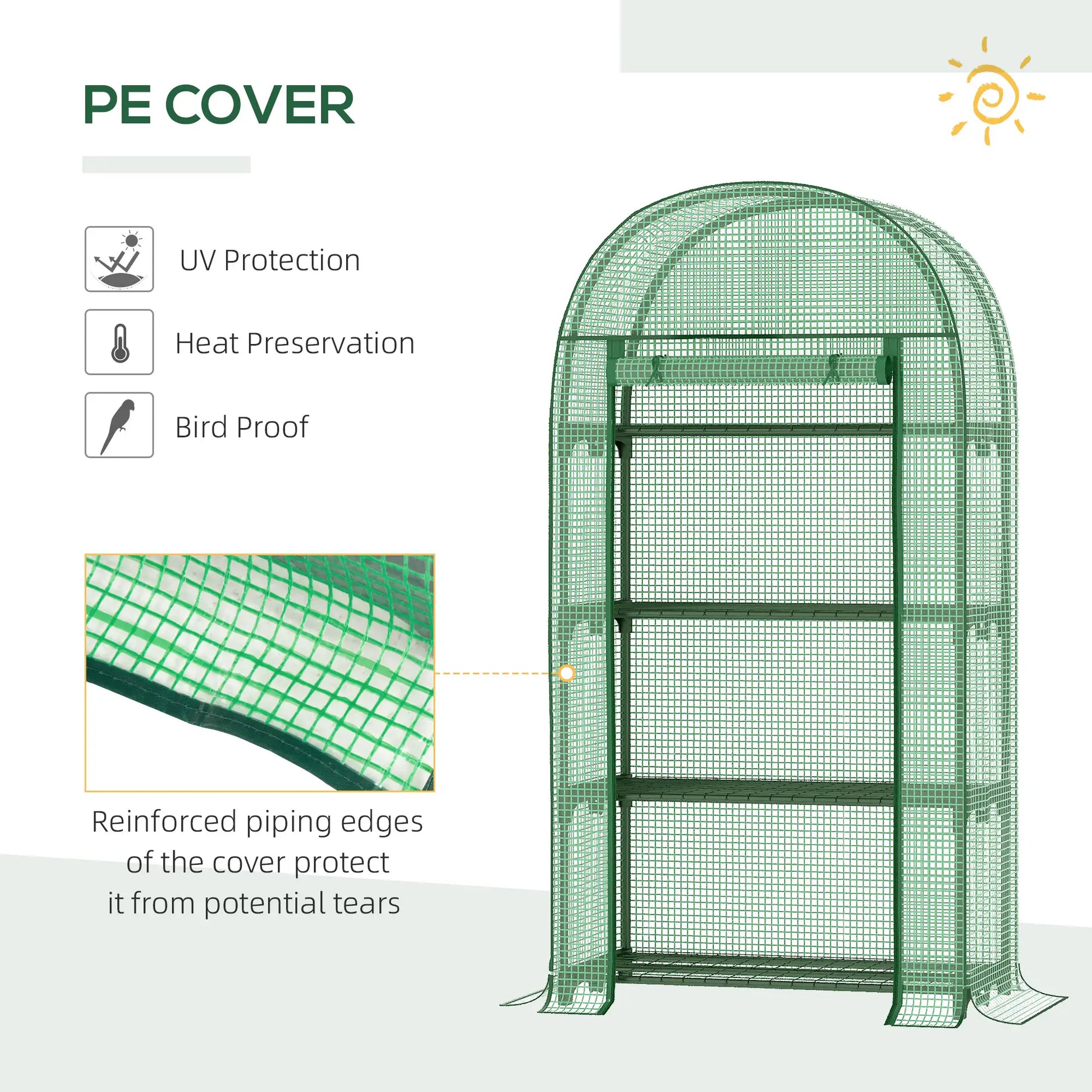 Portable Mini Greenhouse, Zippered Door, PE Cover, 31.5" x 19.3" x 63", Green Mini Greenhouses at Gallery Canada