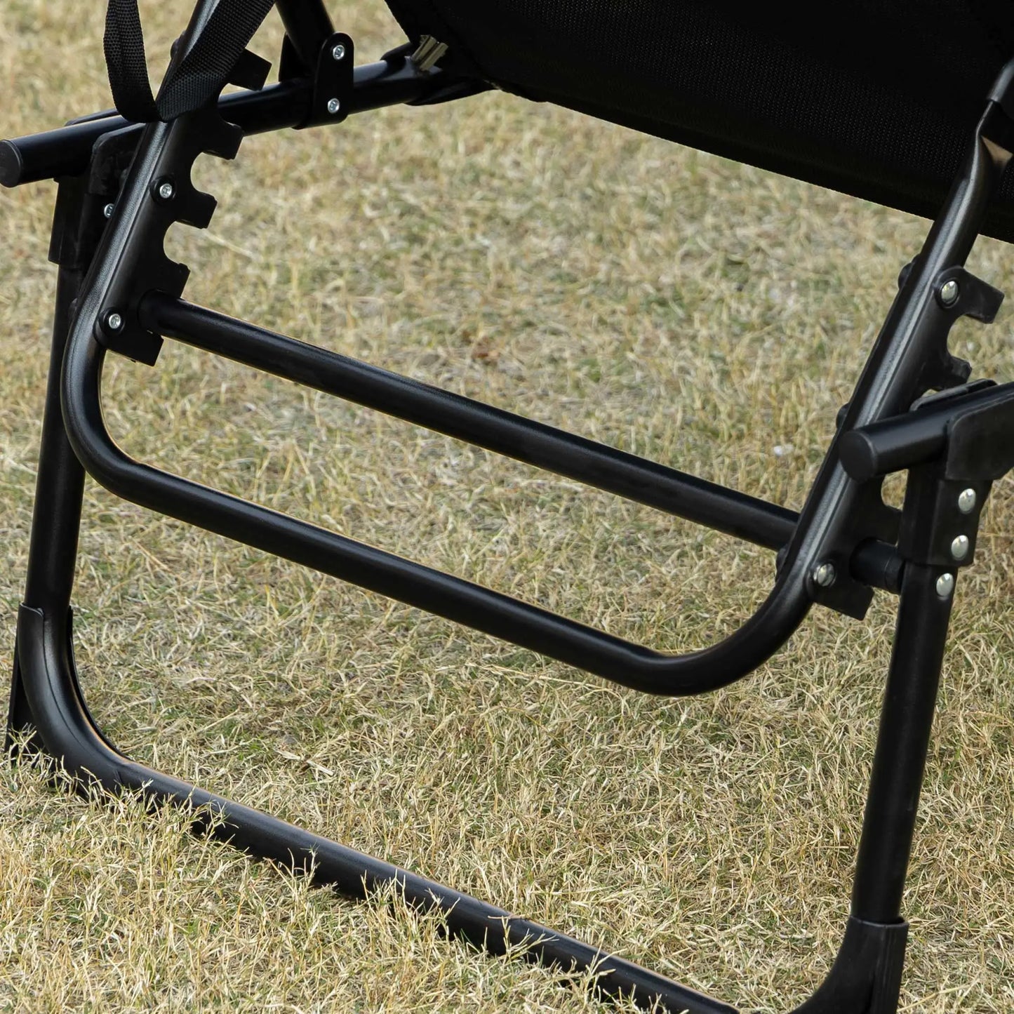 Outdoor Folding Chaise Lounge, Adjustable Backrest, Removable Pillow, Black Lounger Chairs at Gallery Canada