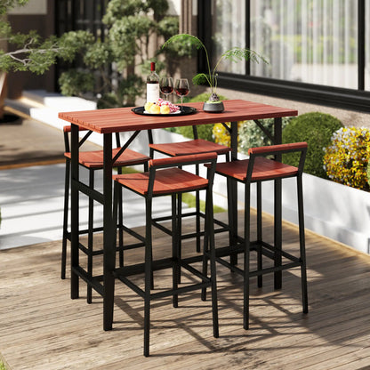 5 Piece Patio Bar Set, 47" Table, 4 Stools, Brown Bistro Sets at Gallery Canada