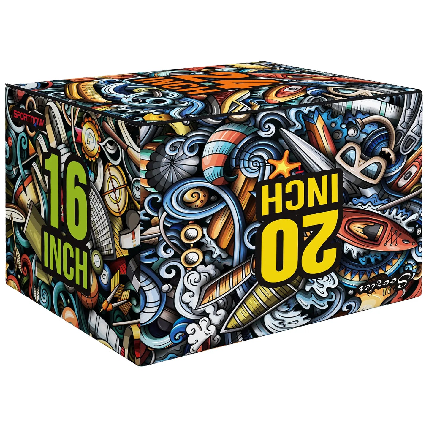 Soft Plyo Box, 3-in-1, Non-Slip Jump Box, 24" x 20" x 16" More-Strength Training Equipment Multi Colour at Gallery Canada