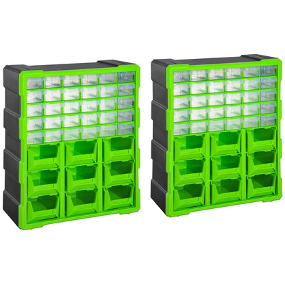 Plastic 39 Drawer Organizer, Wall Mount Storage Cabinet, 2, Green Tool Organizers at Gallery Canada