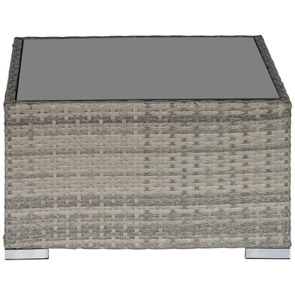 Rattan Garden Coffee Table, 25.6" Square, Tempered Glass Top, Grey Patio Side Tables Grey at Gallery Canada