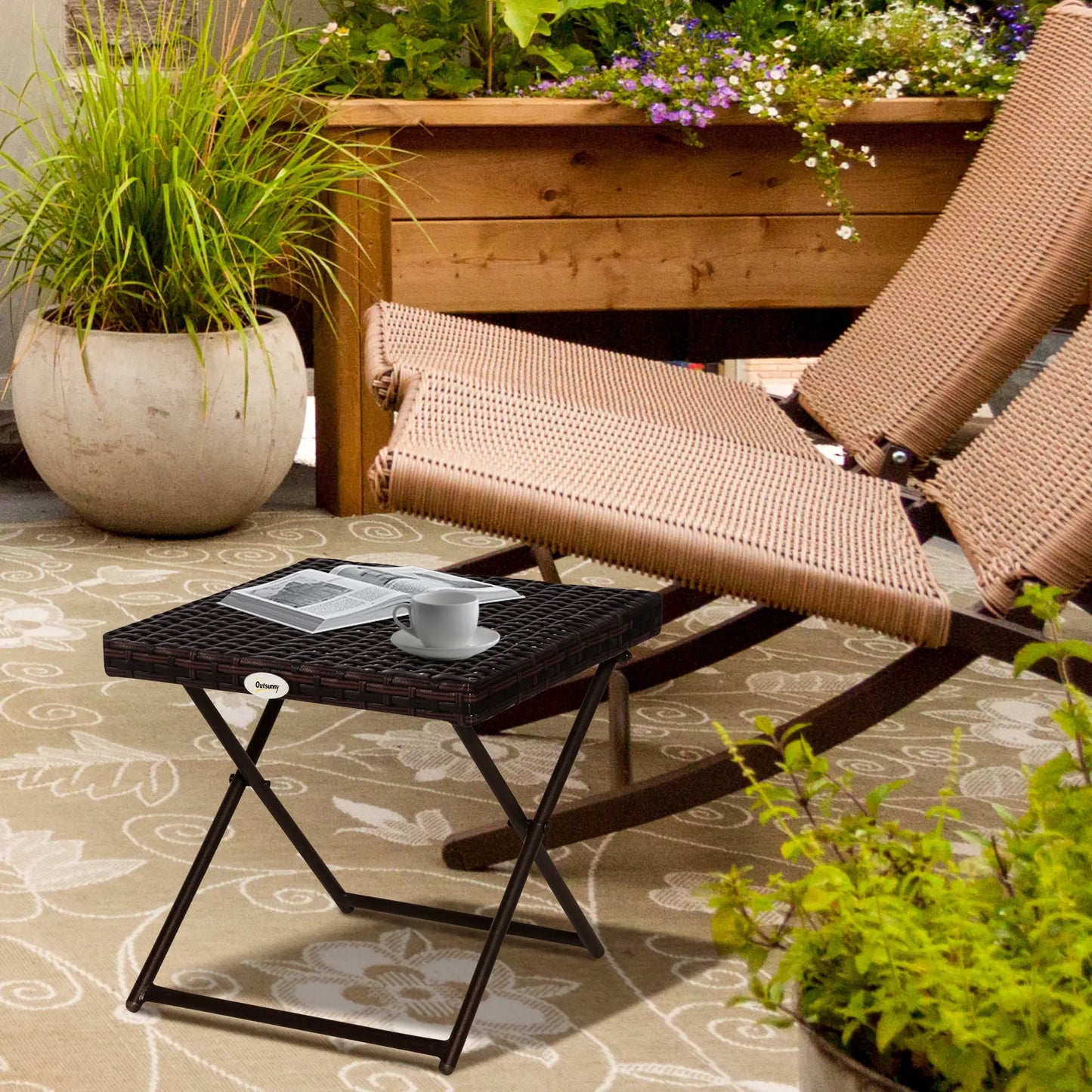 Outdoor PE Rattan Coffee Table, 15.75"x15.75"x15.75", Brown Coffee Tables at Gallery Canada