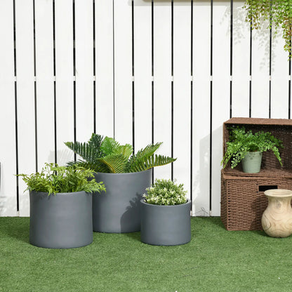 Outdoor Planter Set, 13/11.5/9 in, Flower Pots with Drainage Holes Garden Accessories at Gallery Canada