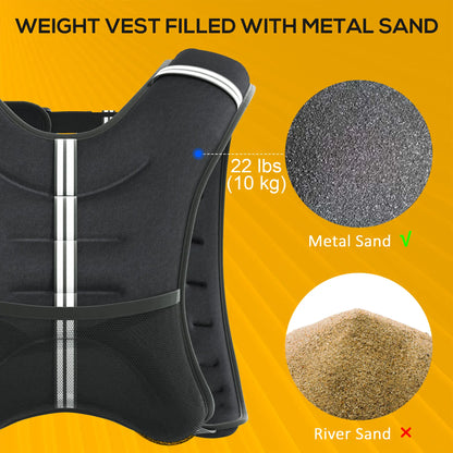 22 lbs Weighted Vest, Adjustable Straps, Pocket, Reflective Strips, Men Women Strength Training Equipment at Gallery Canada