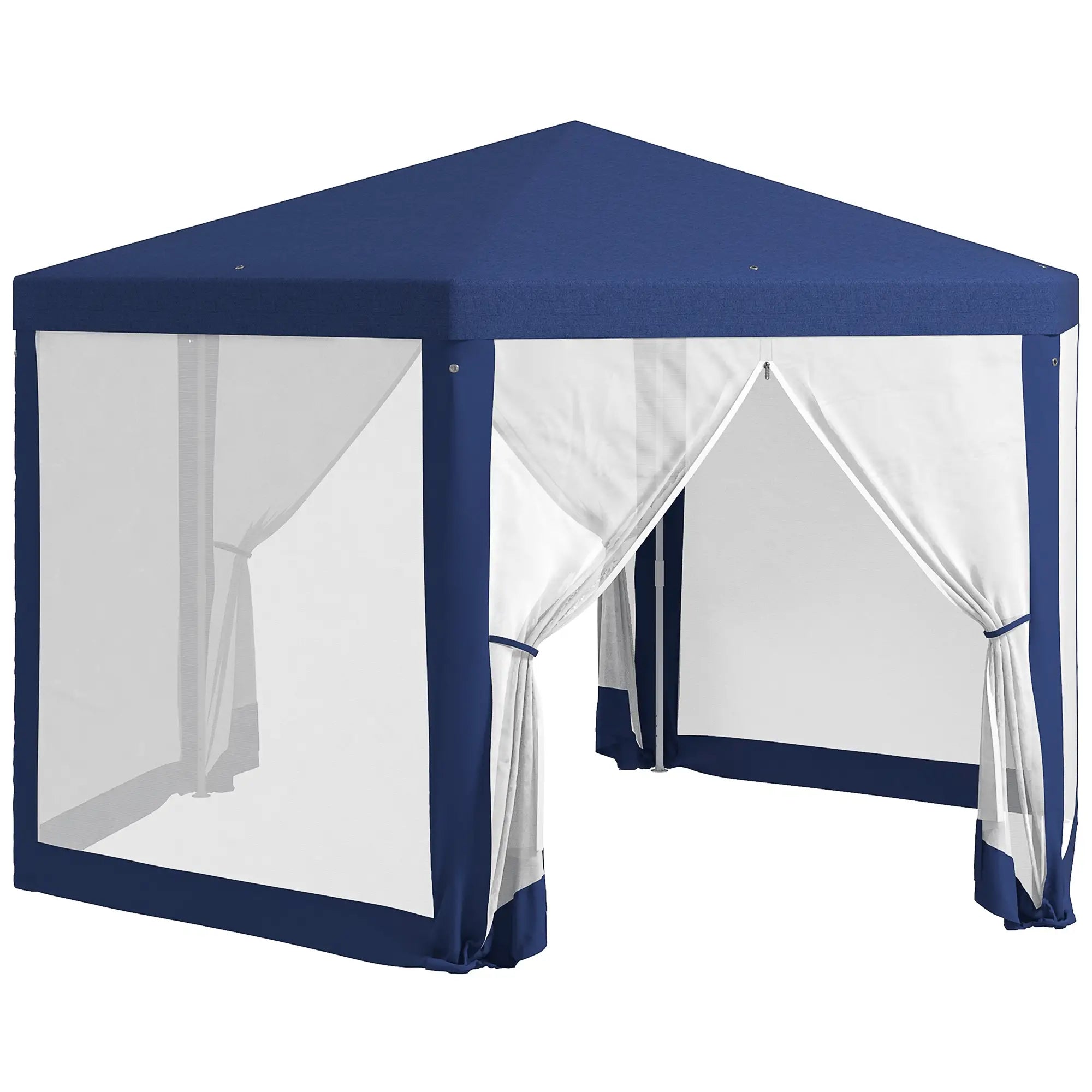 Hexagon Party Tent, Patio Gazebo with Netting, Blue Canopy Tents at Gallery Canada