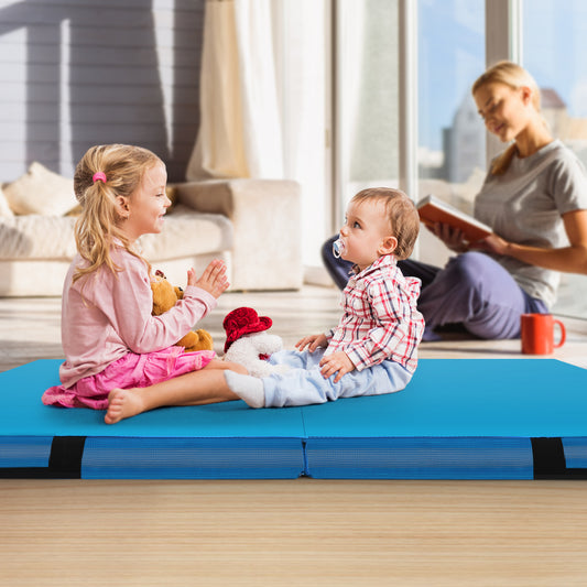 4ft x 4ft x 4in Bi-Folding Gymnastic Tumbling Mat, Blue Yoga & Gym Mats Blue at Gallery Canada