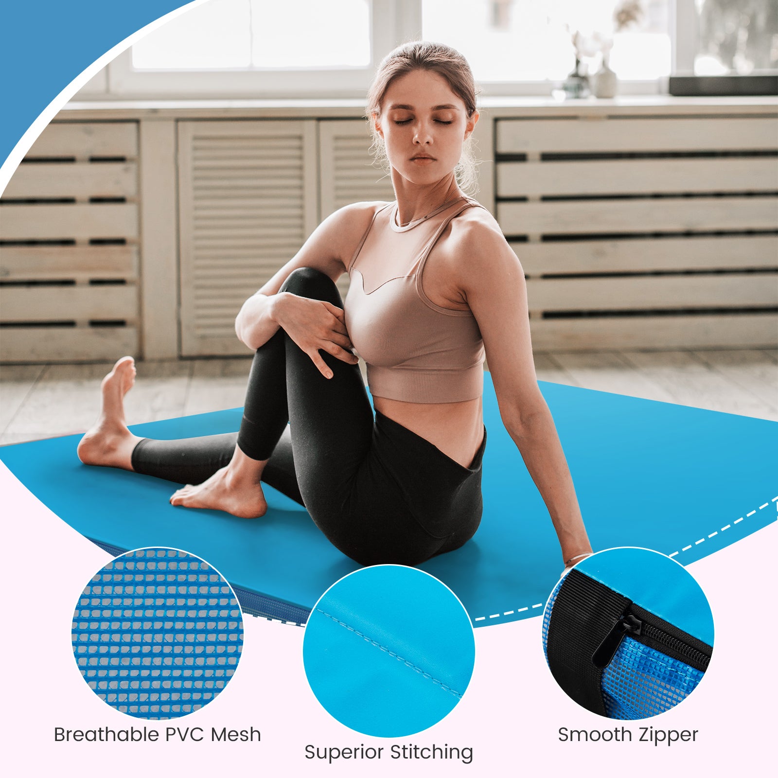 4ft x 4ft x 4in Bi-Folding Gymnastic Tumbling Mat, Blue Yoga & Gym Mats at Gallery Canada