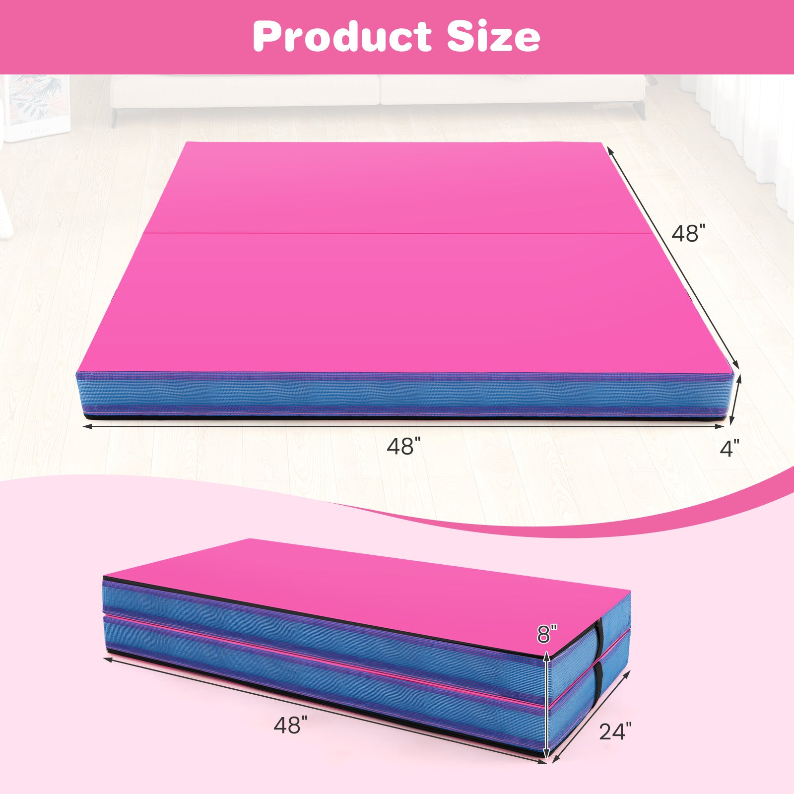 4ft x 4ft x 4in Bi-Folding Gymnastic Mat, Pink Yoga & Gym Mats at Gallery Canada