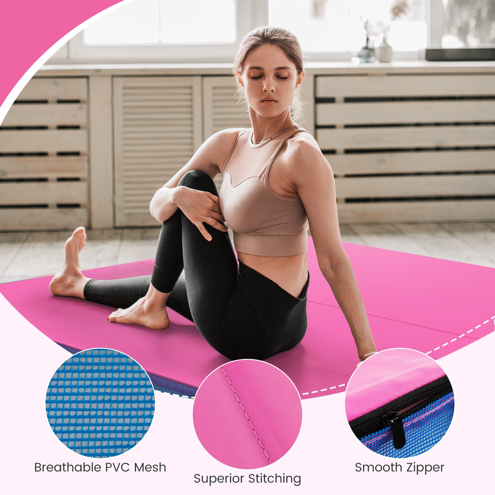 4ft x 4ft x 4in Bi-Folding Gymnastic Mat, Pink Yoga & Gym Mats at Gallery Canada