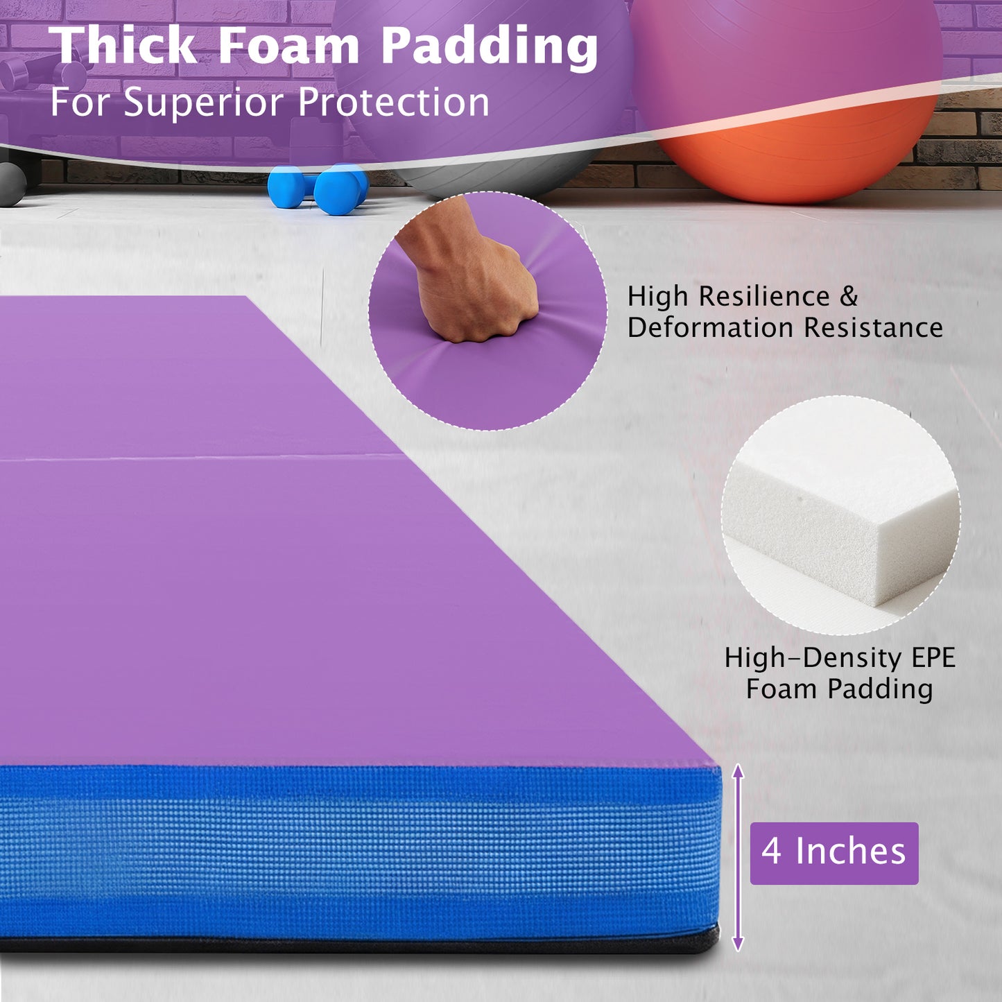 4ft x 4ft x 4in Bi-Folding Gymnastic Mat, Purple Yoga & Gym Mats at Gallery Canada