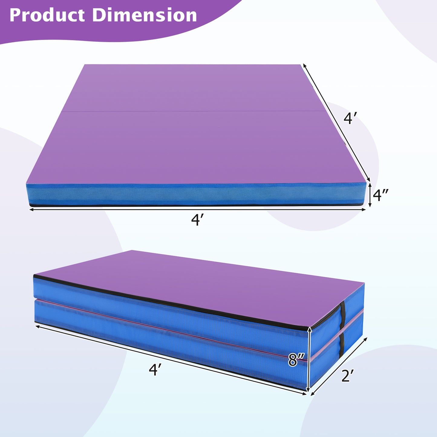 4ft x 4ft x 4in Bi-Folding Gymnastic Mat, Purple Yoga & Gym Mats at Gallery Canada