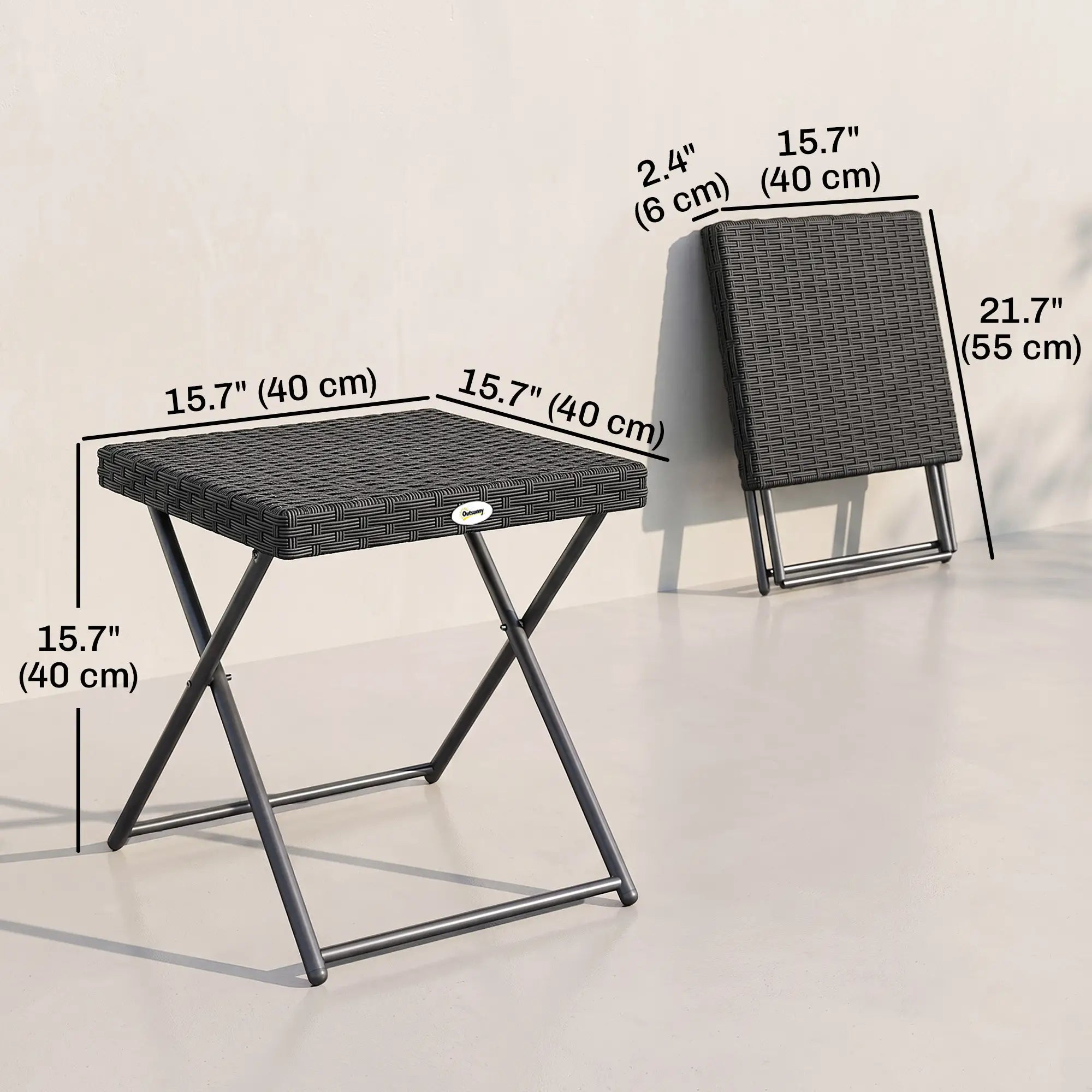 Outdoor PE Rattan Coffee Table, 15.75