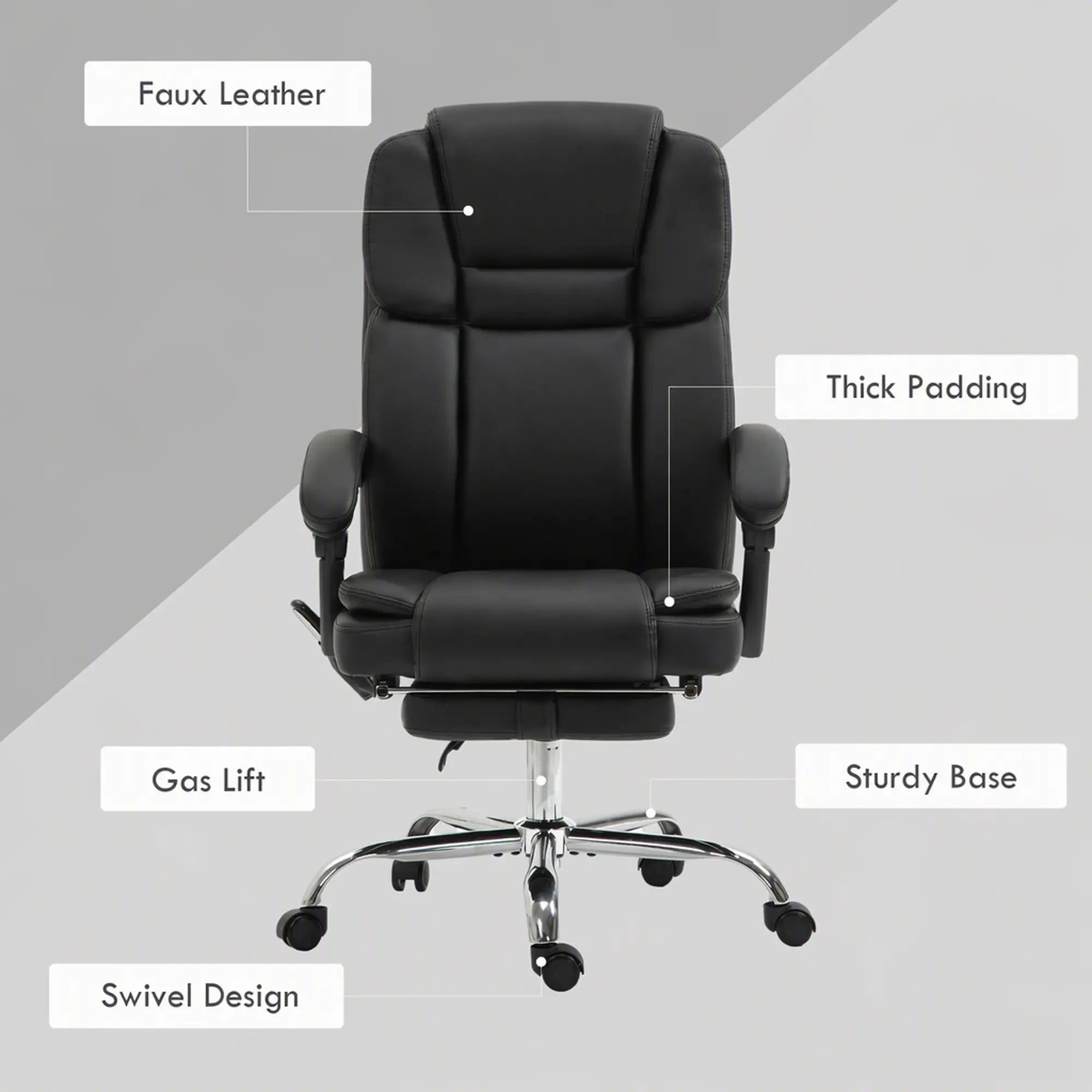 Massage Office Chair, Reclining Executive Chair with Vibration, Footrest, High Back, Black Massage Chairs at Gallery Canada