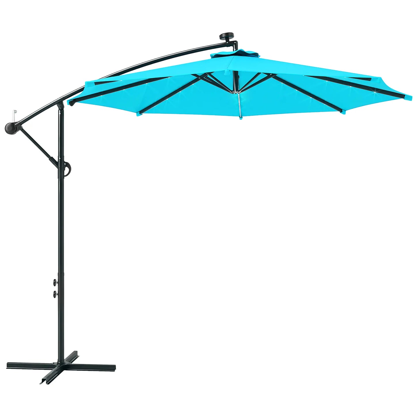10ft Outdoor Cantilever Umbrella, Solar Lights, Adjustable Angle, Turquoise Offset Cantilever Umbrellas at Gallery Canada