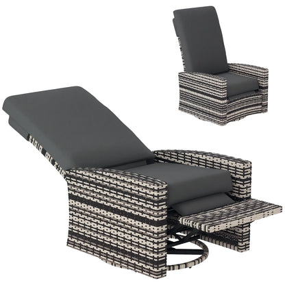 Outdoor Rattan Wicker Lounge Chair with Footrest, Soft Cushion, Grey Patio Chairs at Gallery Canada