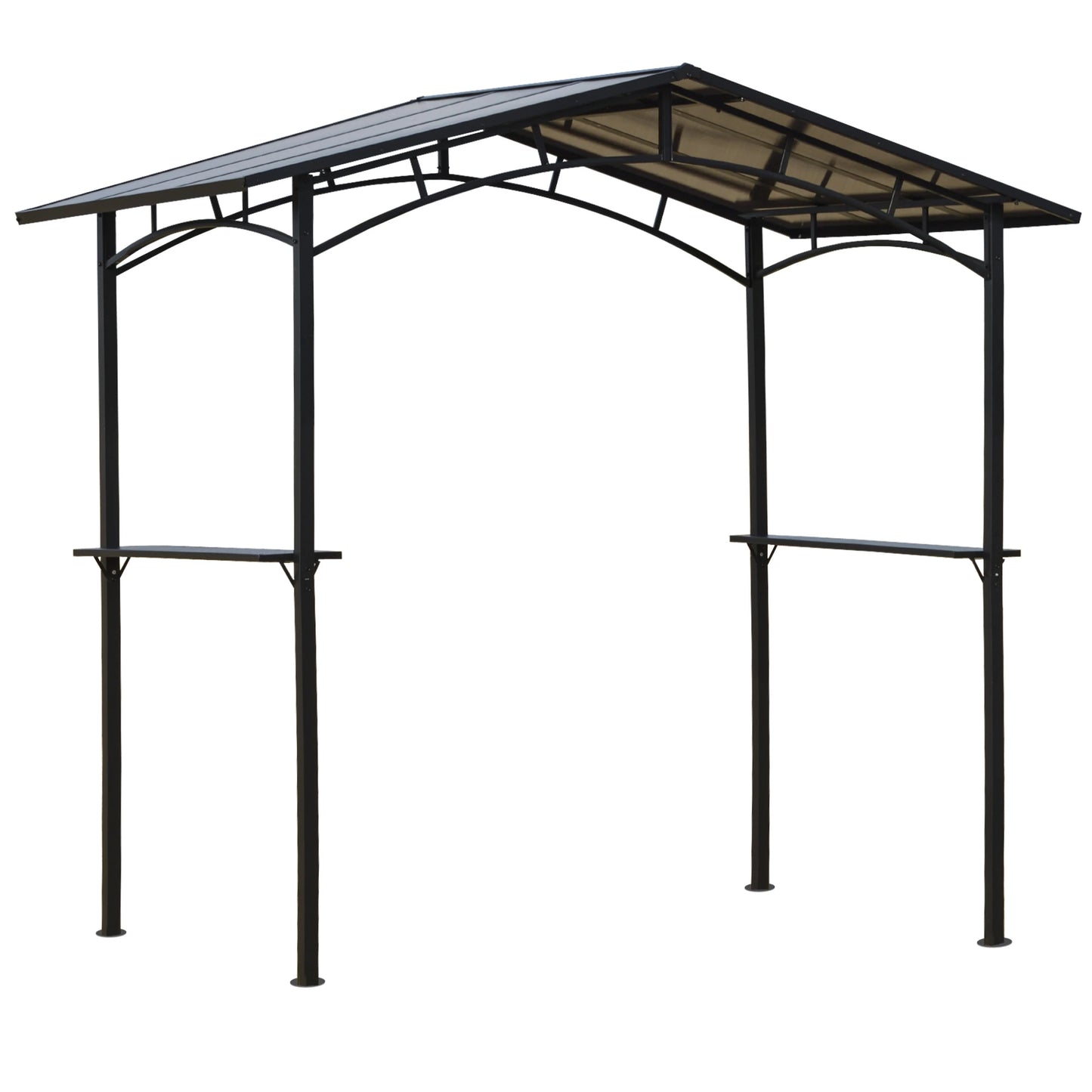 8' x 5' Hardtop Grill Gazebo, Aluminium BBQ Canopy, Outdoor with Shelves, Aluminium BBQ Grill Gazebos Black at Gallery Canada