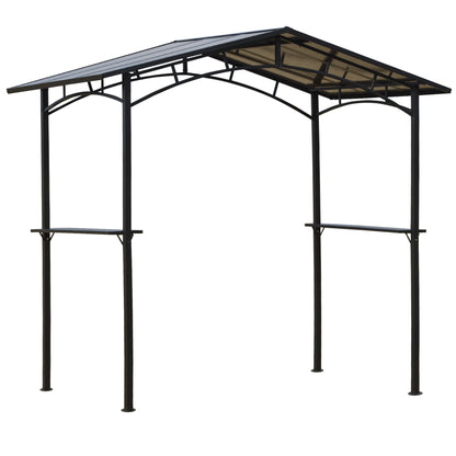 8' x 5' Hardtop Grill Gazebo, Aluminium BBQ Canopy, Outdoor with Shelves, Aluminium BBQ Grill Gazebos Black at Gallery Canada
