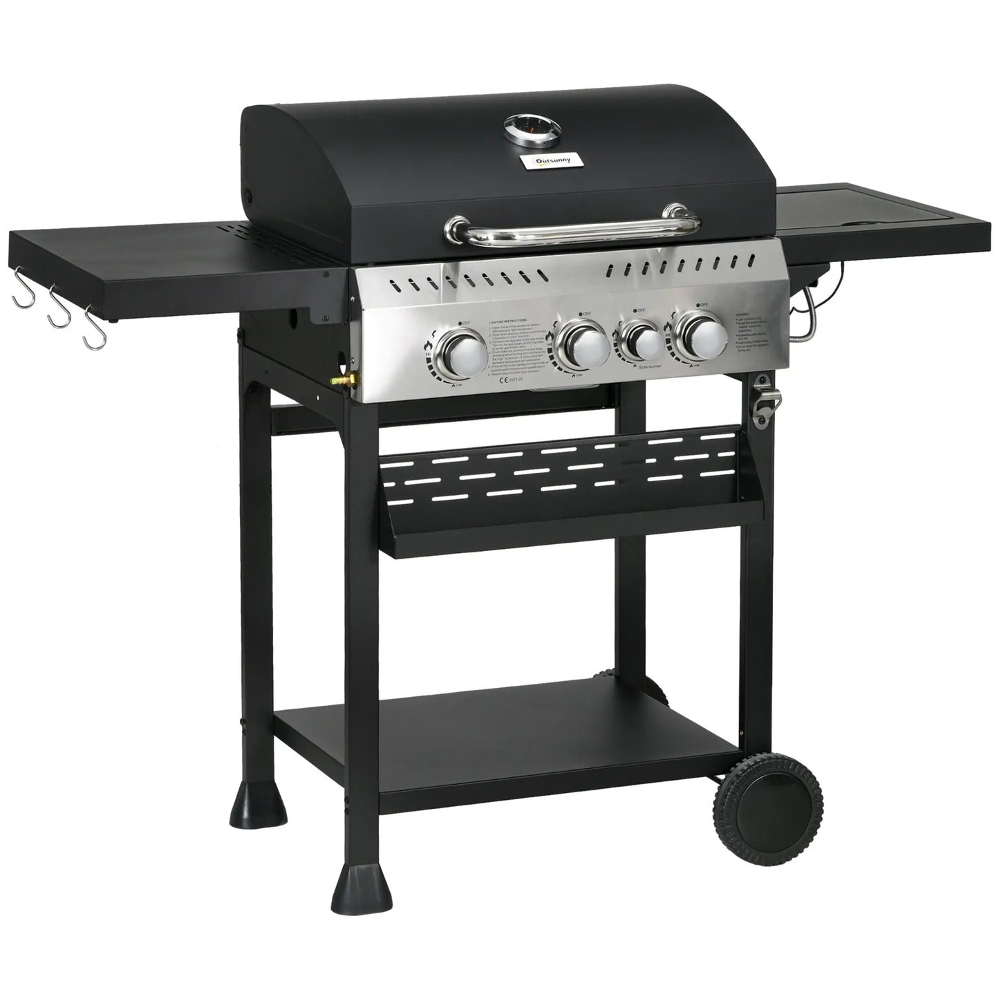 38,000 BTU Propane Gas Grill, 3 Burners, Side Burner, Warming Rack, Black Propane Gas Grills at Gallery Canada