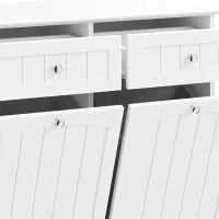 Laundry Cabinet, 2 Removable Bags, Tilt-Out Hamper, 2 Drawers, White