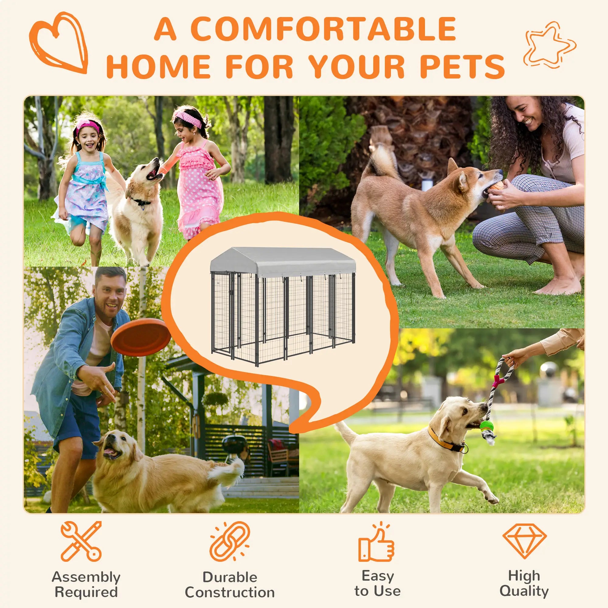 Outdoor Dog Kennel, Waterproof UV-Resistant Cover, 8 x 4 x 6 ft Houses, Kennels & Pens at Gallery Canada