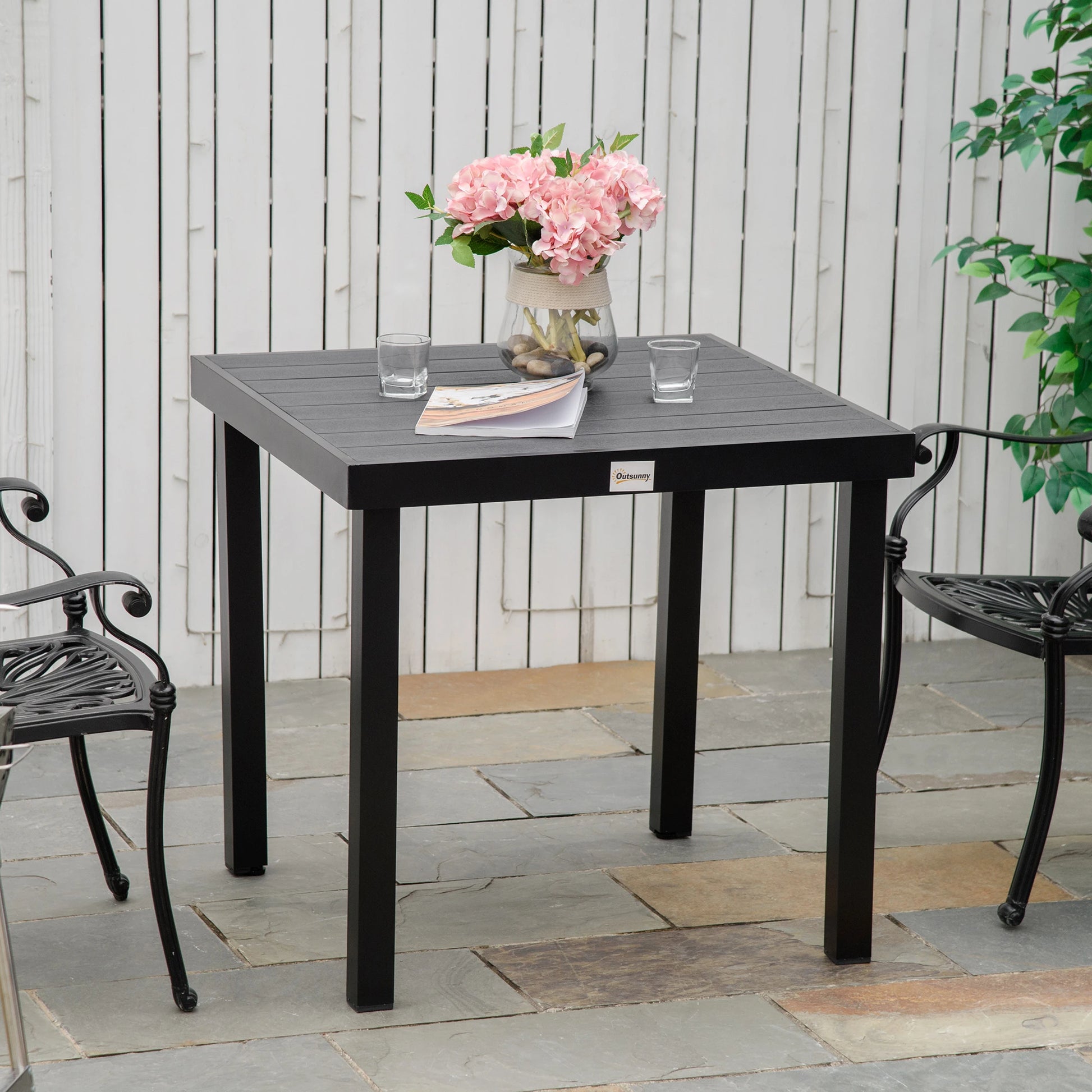 Square Aluminum Patio Dining Table for 4, Outdoor Garden, Black Patio Dinning Tables at Gallery Canada