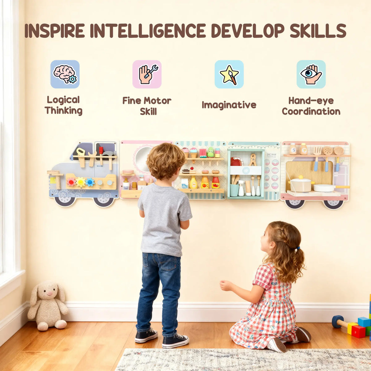 Wall Busy Board, 5 Activities Sensory Toy for Kids 3+ Years Toy Playsets at Gallery Canada