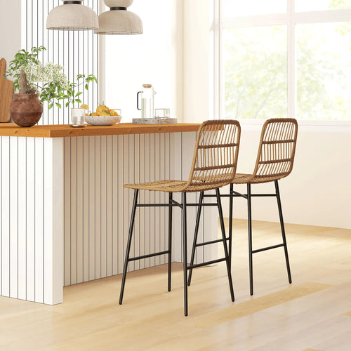 Rattan Counter Height Bar Stools Set Of 2, 26