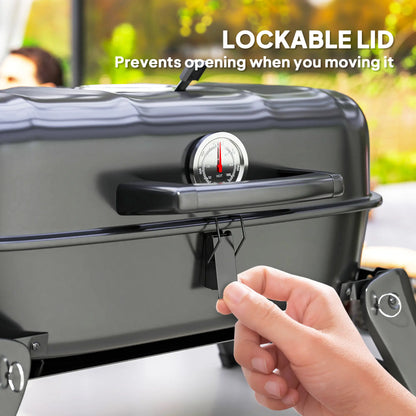 Foldable Charcoal BBQ Grill With Warming Rack, Adjustable Vent, Thermometer, Black Charcoal BBQ Grils at Gallery Canada