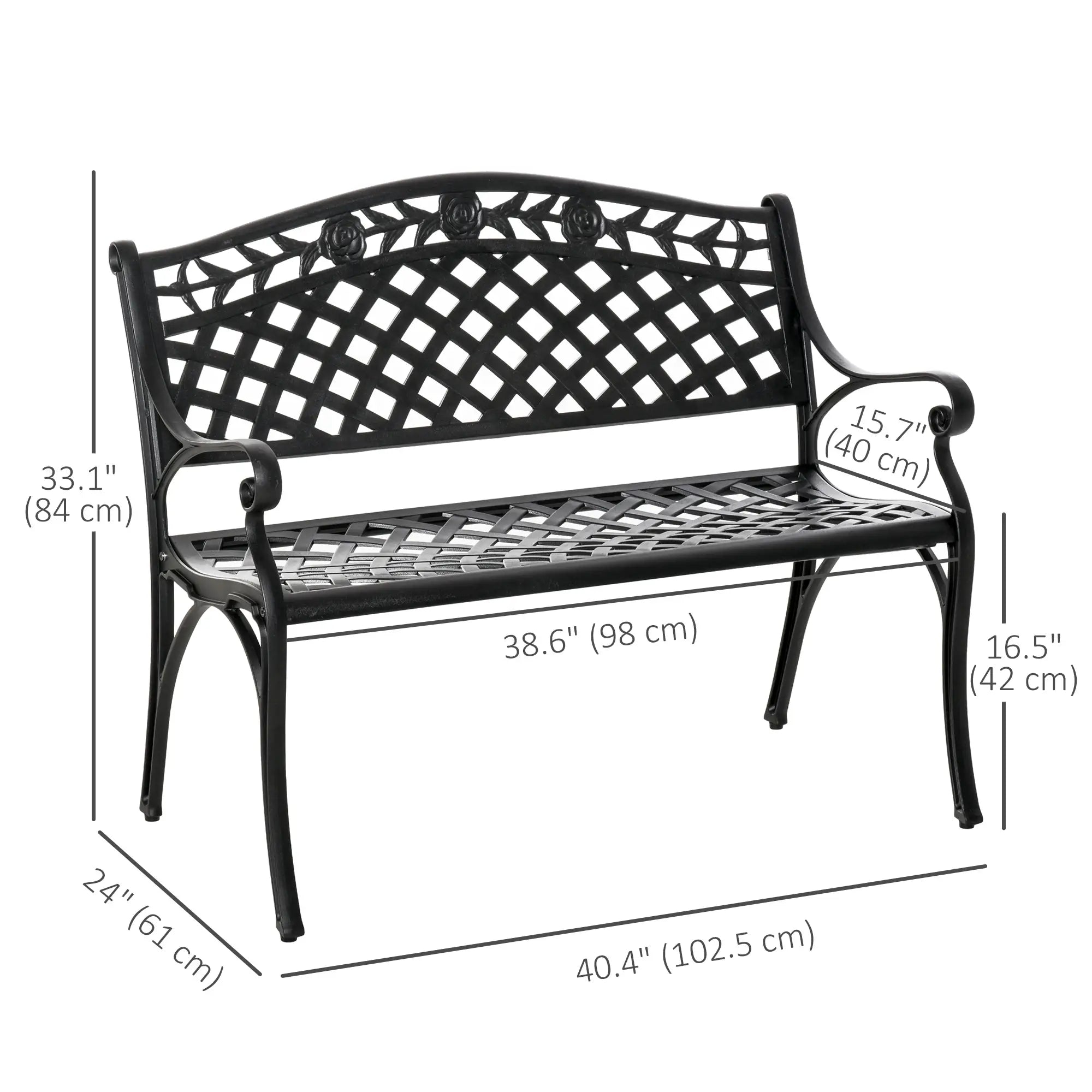 Garden Bench With Aluminum Frame, 40