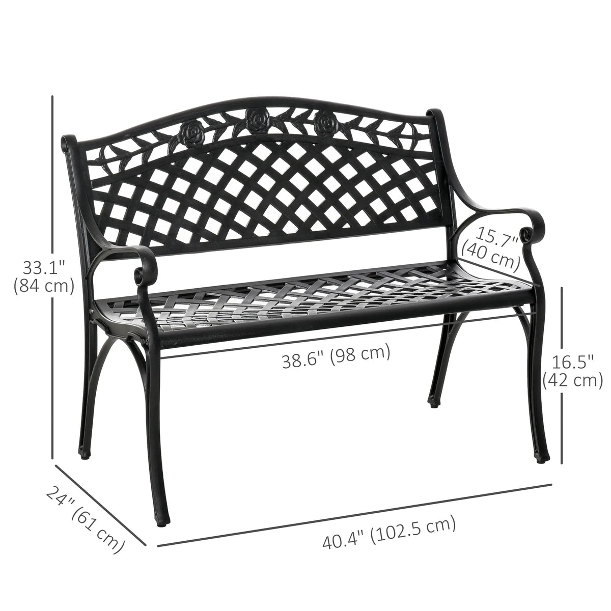 Garden Bench With Aluminum Frame, 40" Patio Loveseat, Floral Design, no color Outdoor Benches at Gallery Canada