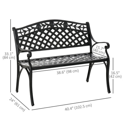 Garden Bench With Aluminum Frame, 40" Patio Loveseat, Floral Design, no color Outdoor Benches at Gallery Canada