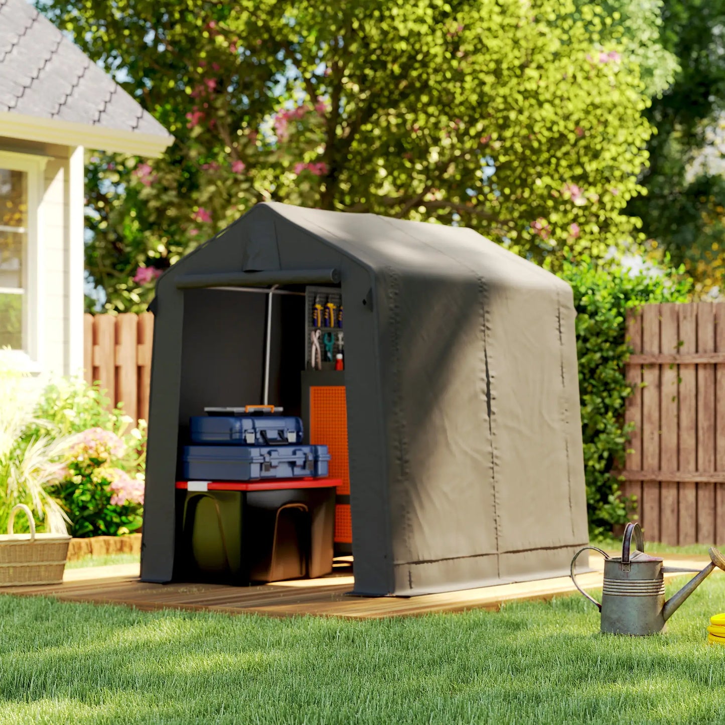 7.5' x 6.2' Portable Shed, Waterproof Bike Tent, Dark Grey Portable Shed at Gallery Canada