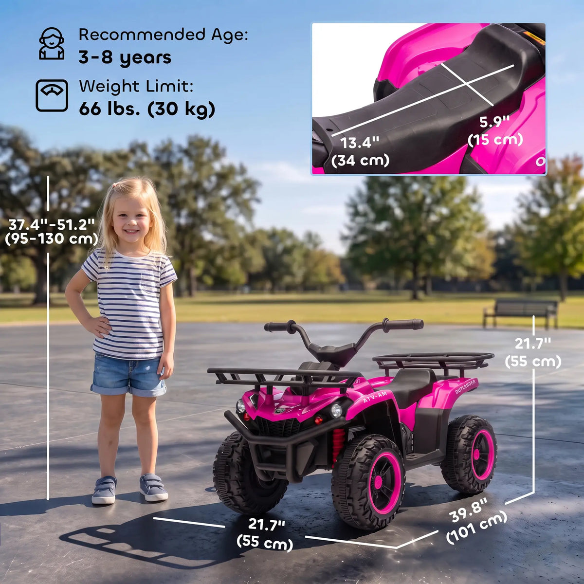 12V Kids ATV, Electric Ride On Quad, Dual Motors, Pink Electric Toy Cars at Gallery Canada