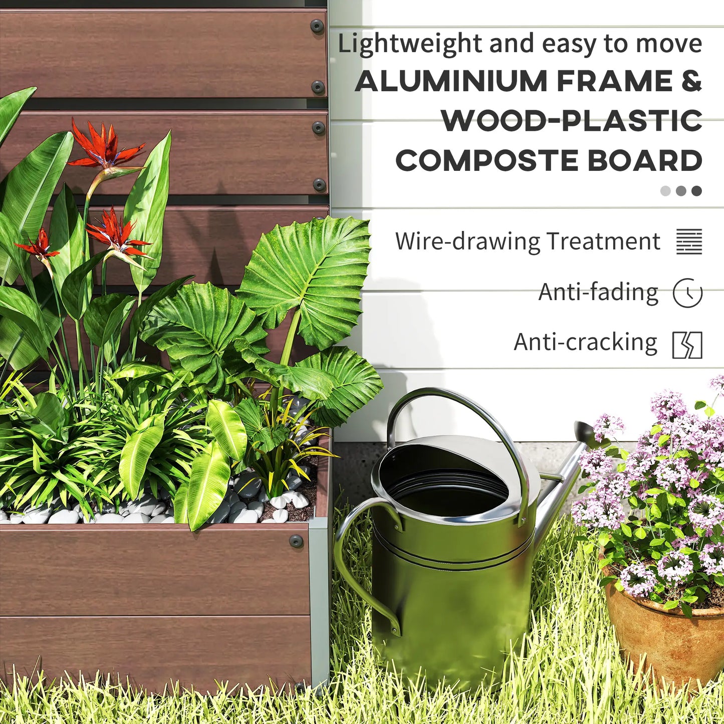 Trellis Planter Box, Raised Garden Bed With Trellis, Light Brown Wooden Planter Boxes at Gallery Canada