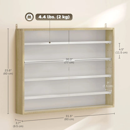 5-Tier Glass Display Cabinet, 2 Doors, 4 Adjustable Shelves, Oak Display Bookshelves at Gallery Canada