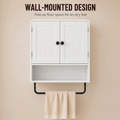 Wall Mounted Bathroom Cabinet, 2 Doors, White