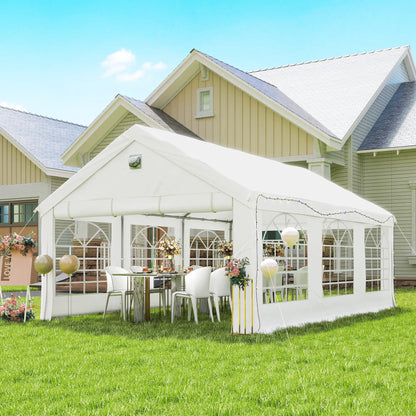 20' x 13' Party Tent, Heavy Duty Gazebo Canopy With Windows, White Canopy Tents at Gallery Canada