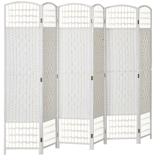 6 Panel Folding Room Divider, Portable Privacy Screen, Wave Fiber Room Partition for Home Office, White - Gallery Canada