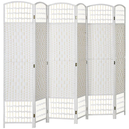 6 Panel Folding Room Divider, Portable Privacy Screen, White Room Dividers White at Gallery Canada