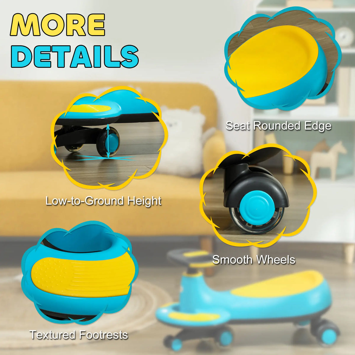 Kids Wiggle Car With Parent Rope, Music, Light, Blue Riding & Rocking Toys at Gallery Canada