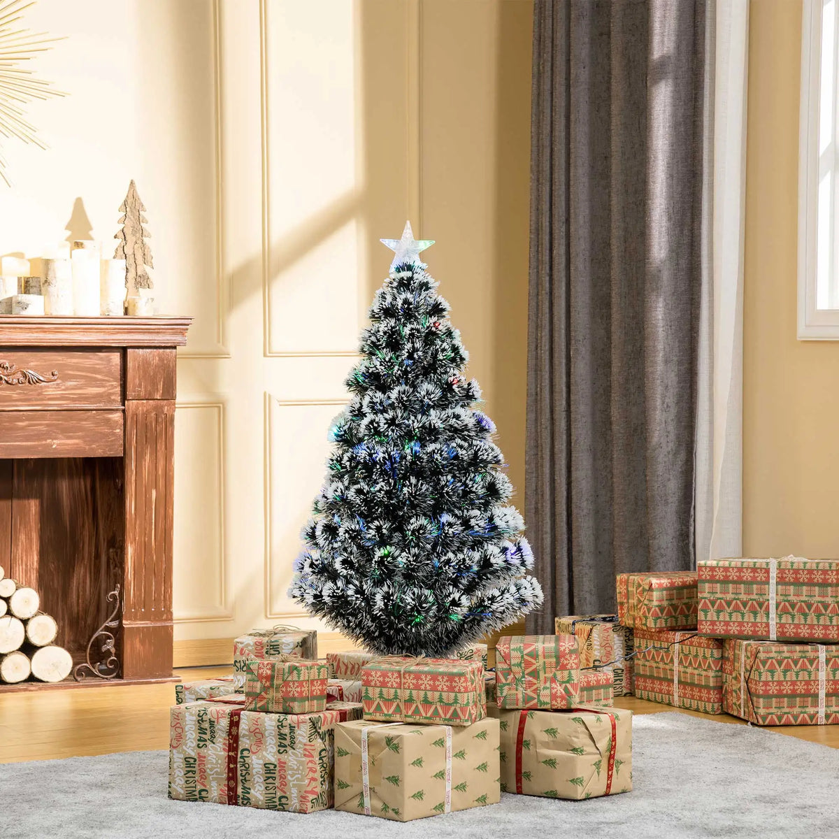 4ft Pre-Lit LED Fiber Optic Christmas Tree, Artificial Holiday Decor Pre Lit Christmas Trees at Gallery Canada