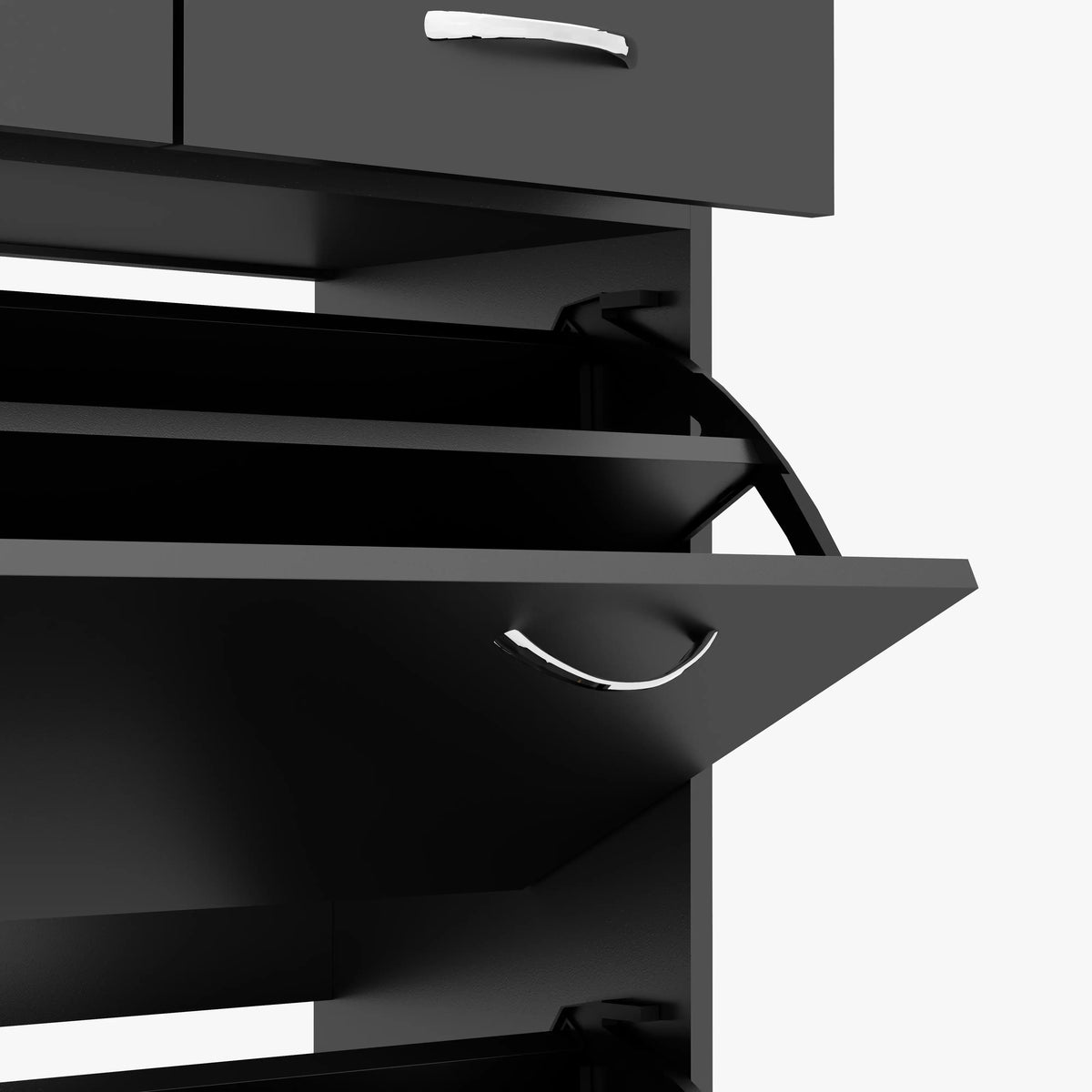 Narrow Shoe Storage, 2 Flip Drawers, Adjustable Shelves, Holds 12 Pairs, Black Shoe Storage Cabinets & Racks at Gallery Canada