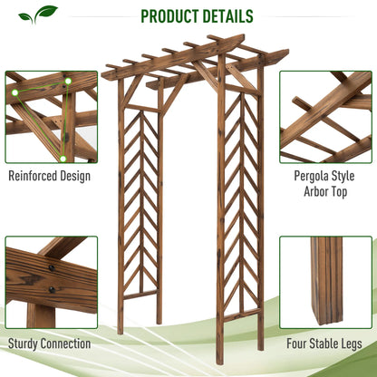 79" Arched Plant Trellis, Pergola Style Roof, Fir Wood Frame Garden Arches at Gallery Canada