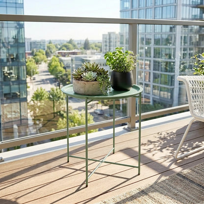 18" Outdoor Side Table, Removable Tray, Folding Legs, Green Patio Side Tables at Gallery Canada